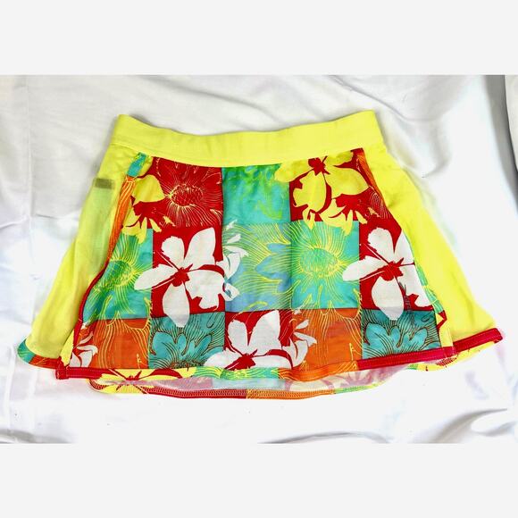 Brooks Women's D'Lite Mesh Flower Check Skort with inside pocket XS - Picture 2 of 9